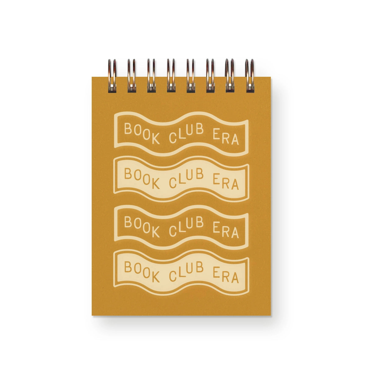 Step into your book club era with our delightful mini notebook, featuring a captivating wavy design and the phrase "Book Club Era" on the cover. Perfect for book lovers and note-takers alike, this notebook is designed to inspire and accompany you through every literary journey.

Additional Details : 
-3”x4"
-65 Unlined Interior Pages
-Uncoated Vellum 70# Text Off-White Interior Paper 
-Bronze Wire-O Binding
-Locally Made in Lawrence, Kansas
-Packaged in a clear cello sleeve