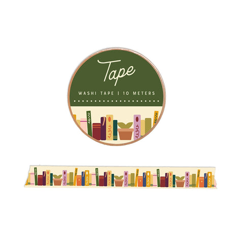 Our bookshelf washi tape brings literary charm to everyday projects with a whimsical pattern of neatly arranged books on cozy shelves. Easy to tear, reposition, and remove, it's perfect for personalizing journals, planners, happy mail, gift wrap, bookmarks, scrapbooks, and handmade cards. A thoughtful addition to any stationery or book-themed collection, this design is sure to appeal to readers, writers, teachers, librarians, and anyone who loves the comfort of a well-stocked bookshelf.

Additional Details: