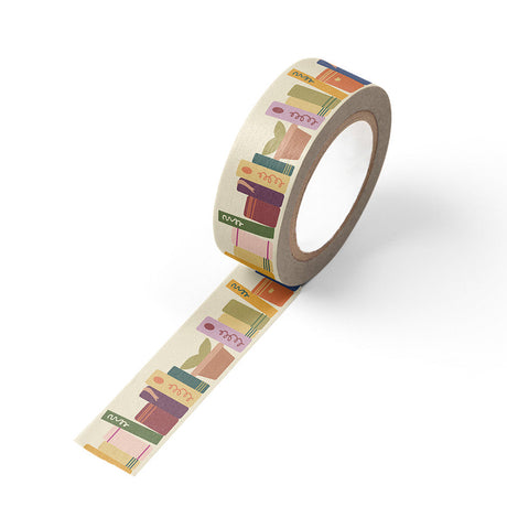 Our bookshelf washi tape brings literary charm to everyday projects with a whimsical pattern of neatly arranged books on cozy shelves. Easy to tear, reposition, and remove, it's perfect for personalizing journals, planners, happy mail, gift wrap, bookmarks, scrapbooks, and handmade cards. A thoughtful addition to any stationery or book-themed collection, this design is sure to appeal to readers, writers, teachers, librarians, and anyone who loves the comfort of a well-stocked bookshelf.

Additional Details: