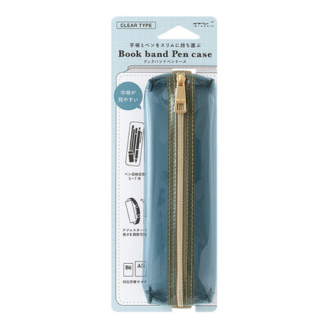 Bookband Pen Case (for B6-A5) - Transparent Navy x Khaki

Slim shape and high storage capacity-&nbsp;A book band pen case that attaches to the cover of a&nbsp;notebook or notebook and carries a notebook and pen slim. Despite its slim appearance, it can hold up to 7 pens.
Since it is an elastic band with an adjuster that can be adjusted in length, it can be used for B6 ~ A5 size notebooks and notebooks.

The stylish two-tone color "Transparent Navy x Khaki" combines coffee-inspired brown fabric with a bright