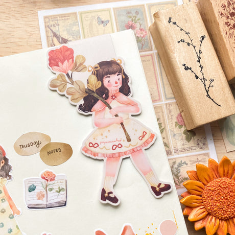 PaperaicaShop Flower Girl Magnetic Bookmark