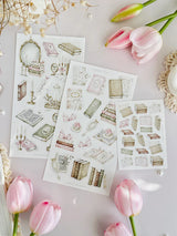 leelajournals Books & Lace Sticker Sheet - 3pc set