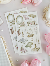 leelajournals Books & Lace Sticker Sheet - 3pc set