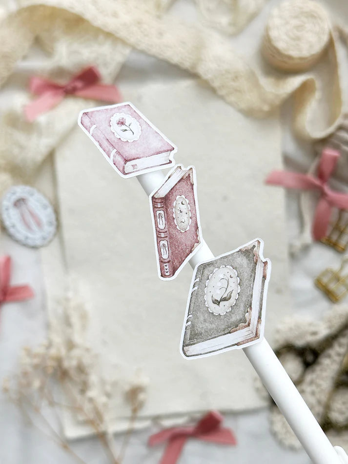 leelajournals Books & Lace Sticker Sheet - 3pc set