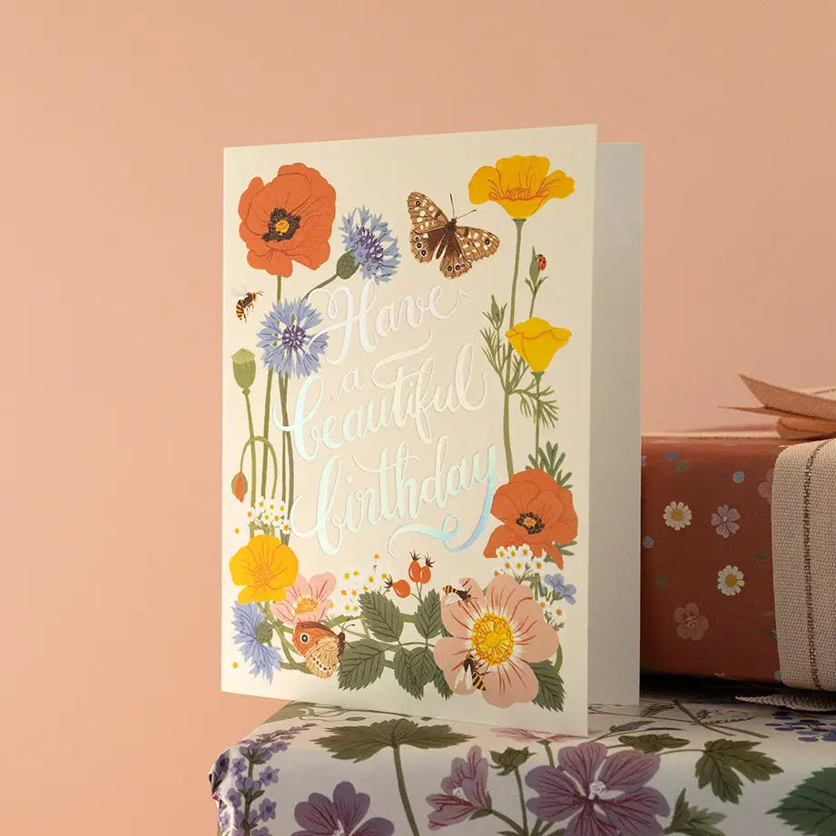 A lovely birthday card based on Oana Befort's&nbsp;hand-painted watercolor &amp; gouache works.

~ A2 (4¼" x 5½") folded-card
~ Warm white heavy card stock, matte
~ Metallic holographic foil
~ Full color&nbsp;
~ Blank interior
~ Paired with A2 envelope