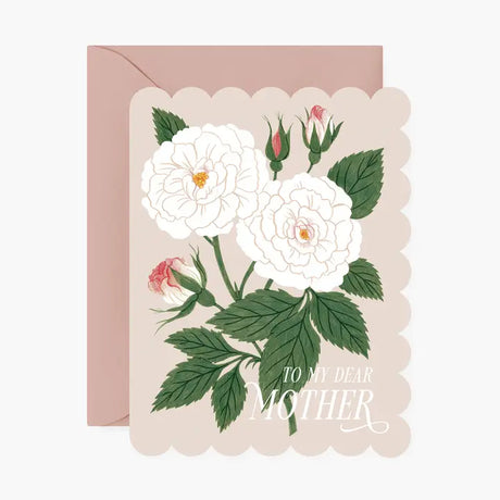A lovely card to celebrate your mother.&nbsp;

~ A2 (4¼" x 5½") folded-card
~ Warm-white premium cardstock
~ Full color&nbsp;
~ Scalloped die-cut edges&nbsp;
~ Blank interior
~ Paired with A2 envelope