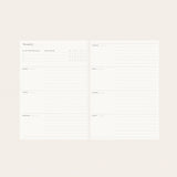 Herbarium | Linen-Bound Undated Planner

Hand-illustrated luxurious undated planner&nbsp;

Size: 6.25"x 8.5" x 0.75"

&nbsp;Lay-flat binding
Cover printed in full color and gold foil stamped
Matte gold foil-gilded edges ~ Full-color Book linen cloth
Illustrated inner pages
2 satin bookmarks
120 gsm natural white interior pages
Back pocket
Undated with room for 12 months
Birthdays and Special events spread
Monthly view located at the start of each month.
Weekly view
Notes pages