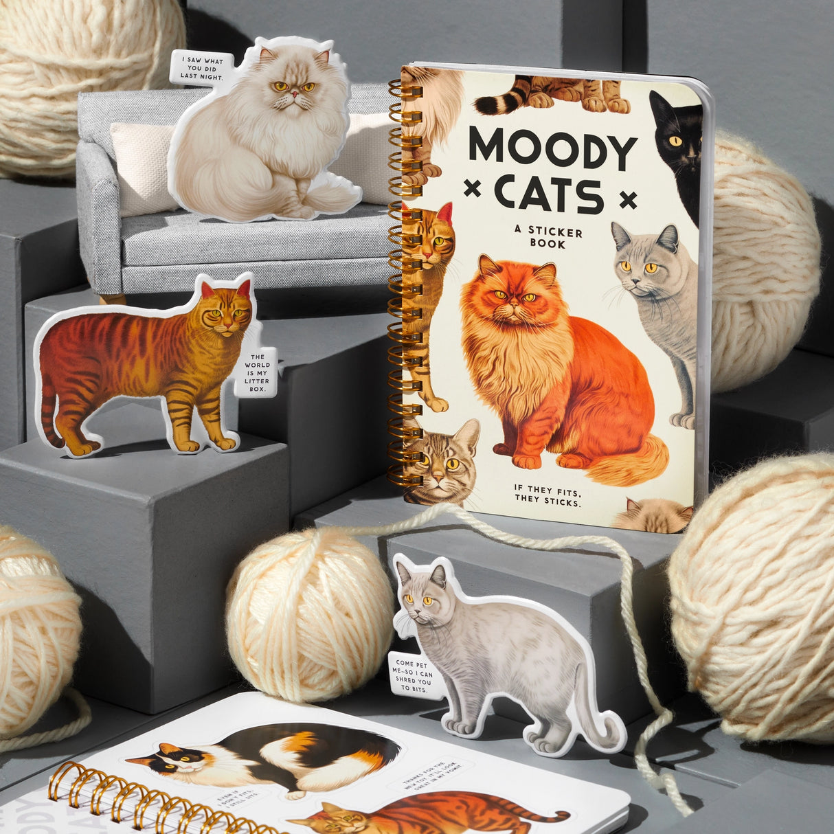 Brass Monkey Moody Cats Googly Sticker Book