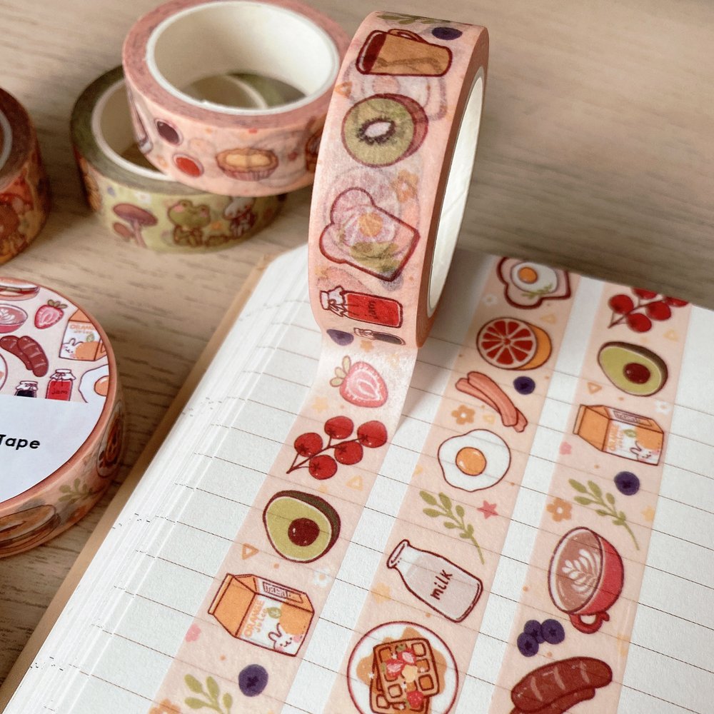 Cinta adhesiva washi con motivos de desayuno
