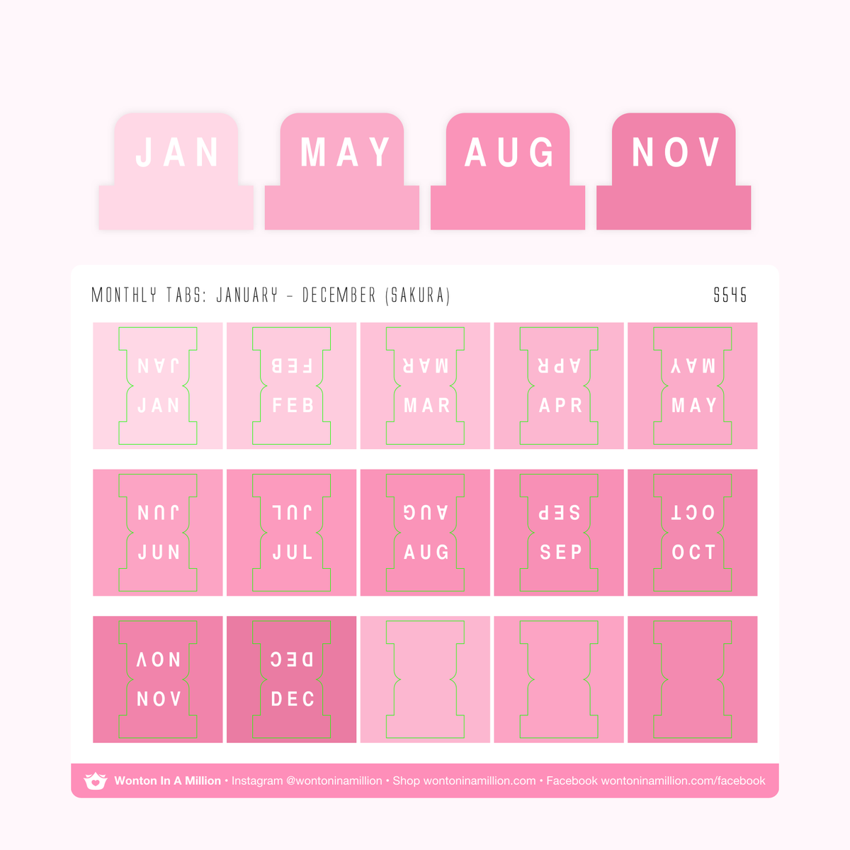 Bubble Tea Pink Gradient Monthly Tab Stickers – Little Craft Place