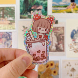 Bubble Tea & Mushroom Girl Sticker