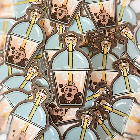 Bubu and Moonch Boba Tea Vinyl Sticker