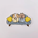 Bubu and Moonch Cozy Blanket Burritos Vinyl Sticker