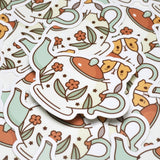 Pegatina de vinilo de Bubu y tetera