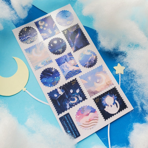 Bunny Nighttime Stamps Sticker Sheet