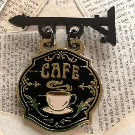 Cafe Shop Sign Enamel Pin