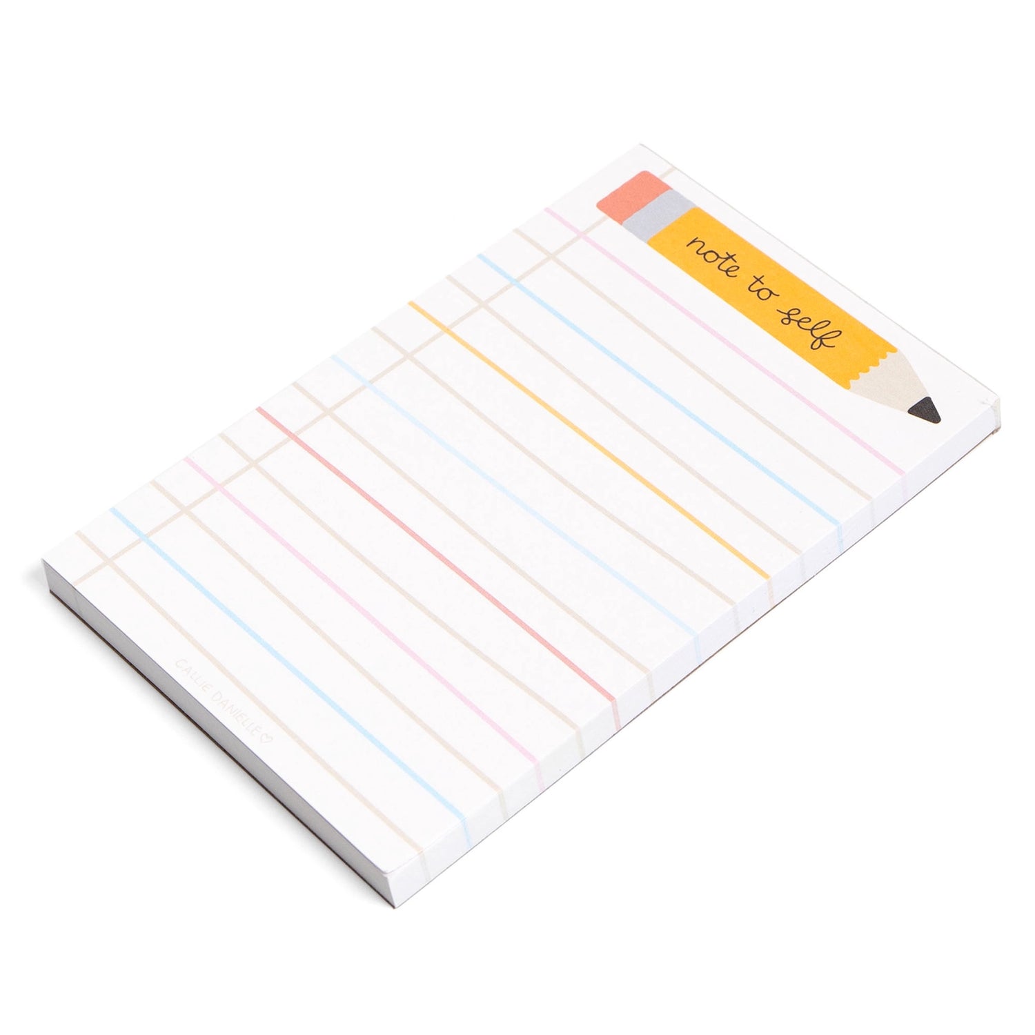 Stay organized and inspired with our Note To Self Pencil Notepad! Perfect for jotting down reminders, to-do lists, or motivational messages, this notepad helps keep you on track. Featuring a fun pencil design, it’s a stylish addition to any desk or study area. Ideal for students, teachers, or anyone who loves staying organized. This notepad also makes a thoughtful gift for friends, family, or coworkers.

•Size: 4×6"

•Pages: 52 sheets