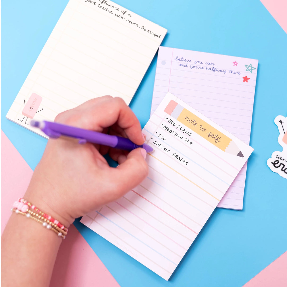 Stay organized and inspired with our Note To Self Pencil Notepad! Perfect for jotting down reminders, to-do lists, or motivational messages, this notepad helps keep you on track. Featuring a fun pencil design, it’s a stylish addition to any desk or study area. Ideal for students, teachers, or anyone who loves staying organized. This notepad also makes a thoughtful gift for friends, family, or coworkers.

•Size: 4×6"

•Pages: 52 sheets