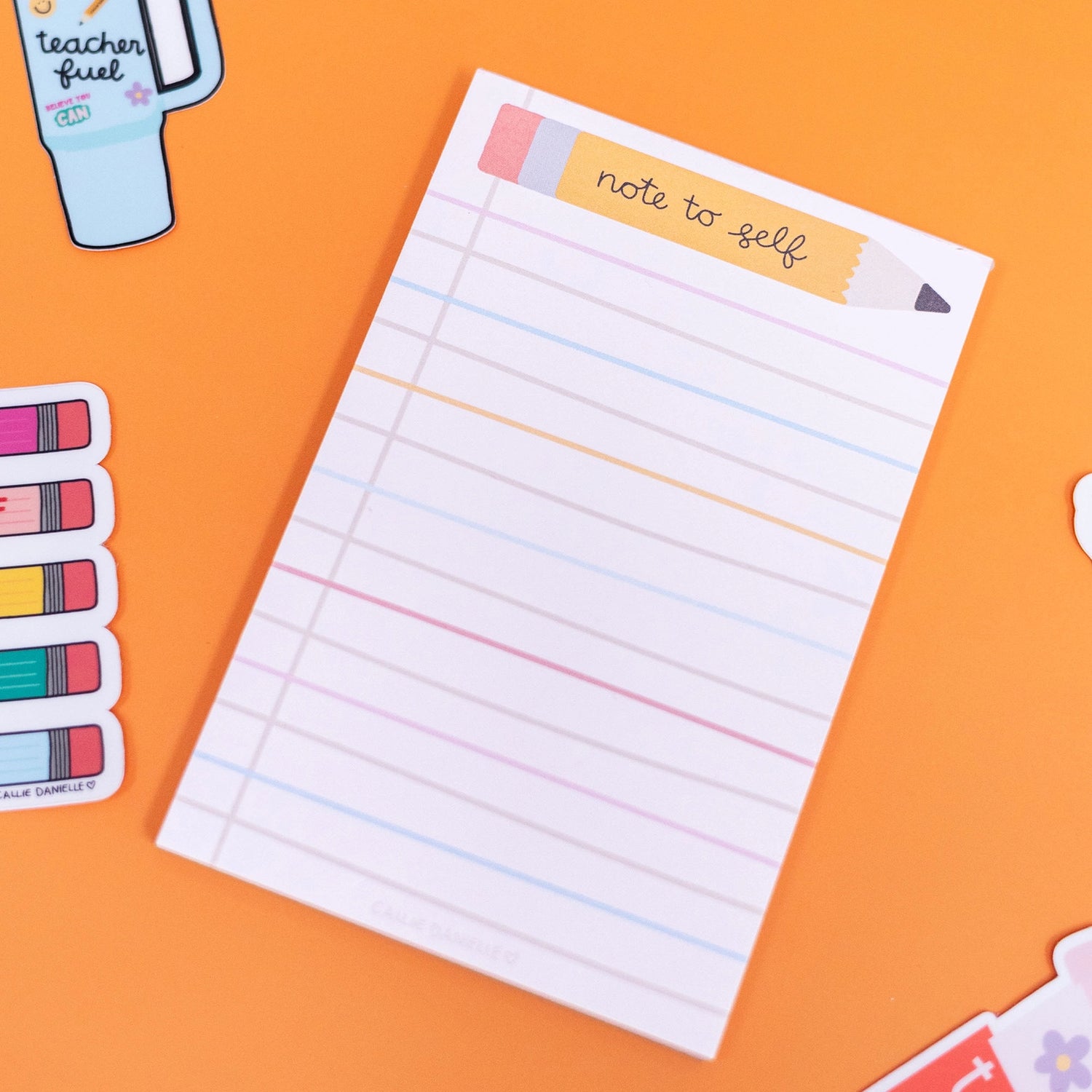 Stay organized and inspired with our Note To Self Pencil Notepad! Perfect for jotting down reminders, to-do lists, or motivational messages, this notepad helps keep you on track. Featuring a fun pencil design, it’s a stylish addition to any desk or study area. Ideal for students, teachers, or anyone who loves staying organized. This notepad also makes a thoughtful gift for friends, family, or coworkers.

•Size: 4×6"

•Pages: 52 sheets