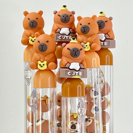 These cute capybara gel pens are perfect for planning, for work, home, desk or for school. They will be a beautiful addition to your pen collection!


• 0.5mm Gel Ink
• Black Ink
• Writes very smoothly
• Measures approx. 6" - 7"
• Includes 1 pen, we will send one random color/design