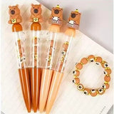 These cute capybara gel pens are perfect for planning, for work, home, desk or for school. They will be a beautiful addition to your pen collection!


• 0.5mm Gel Ink
• Black Ink
• Writes very smoothly
• Measures approx. 6" - 7"
• Includes 1 pen, we will send one random color/design