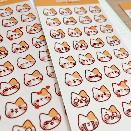 Cherry Rabbit Cat Emojis Sticker Sheet