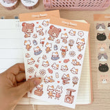 Cherry Rabbit Cat Friends Sticker Sheet