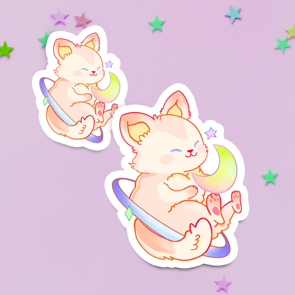 Sticker Cat Star Cat Moon Star Sticker – Little Craft Place