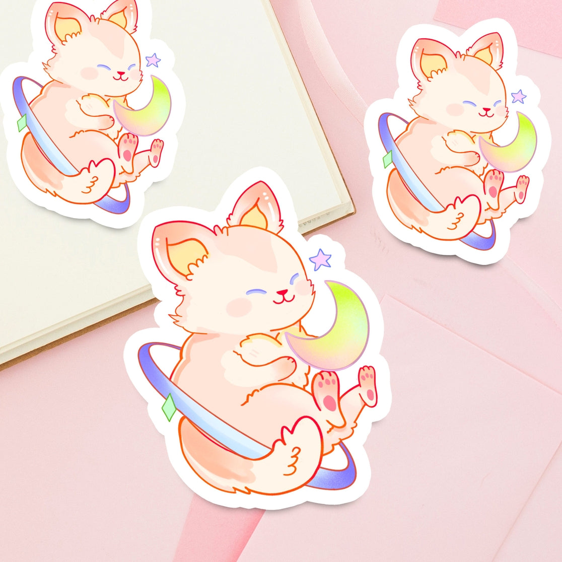 Sticker Cat Star Cat Moon Star Sticker – Little Craft Place