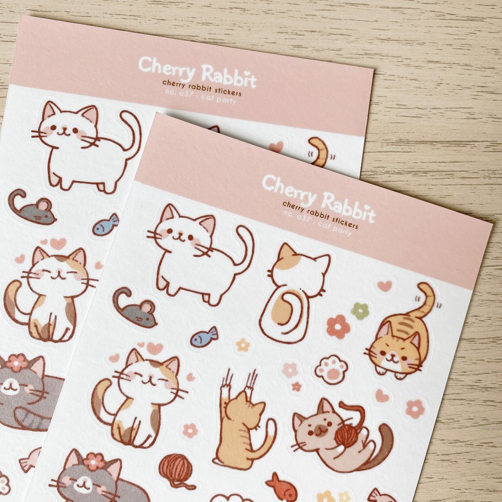 Party Cat Sticker Cat Party Sticker Sheet – Little Craft Place