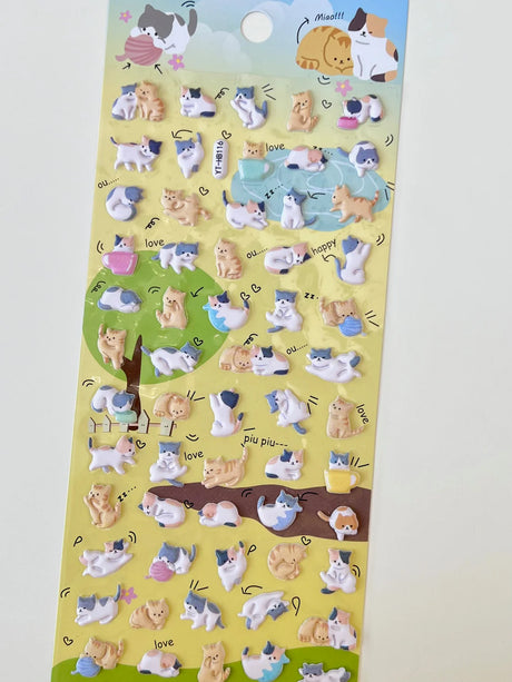 Cat Tiny Puffy Stickers 2
