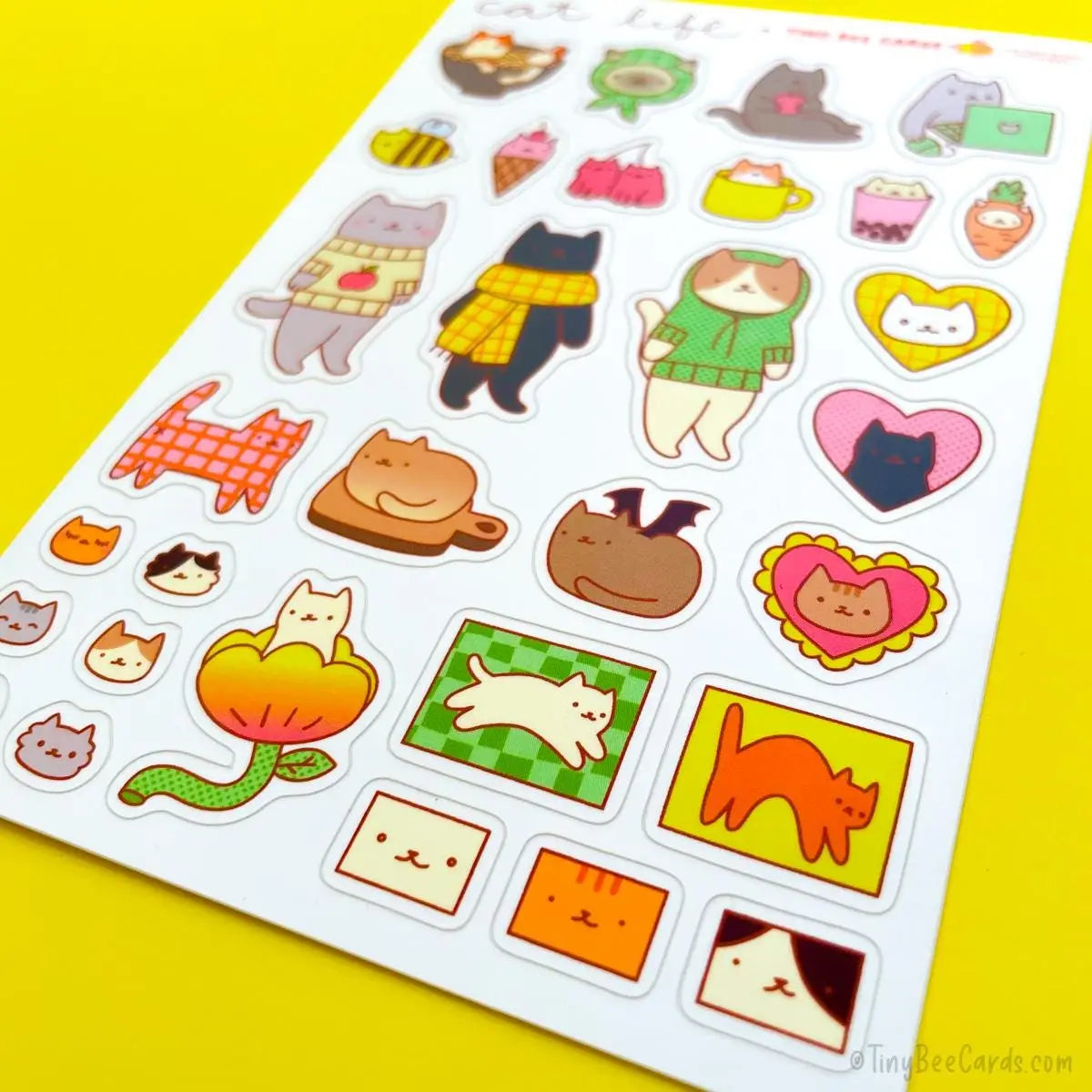 Tiny Bee Cards - Cat Life Vinyl Sticker Sheet