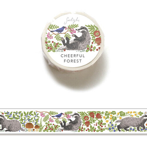 Cheerful Forest Badger Anaguma Washi Tape