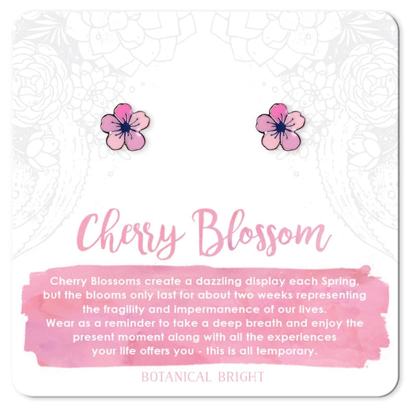 Cherry Blossom Stud Earrings Silver