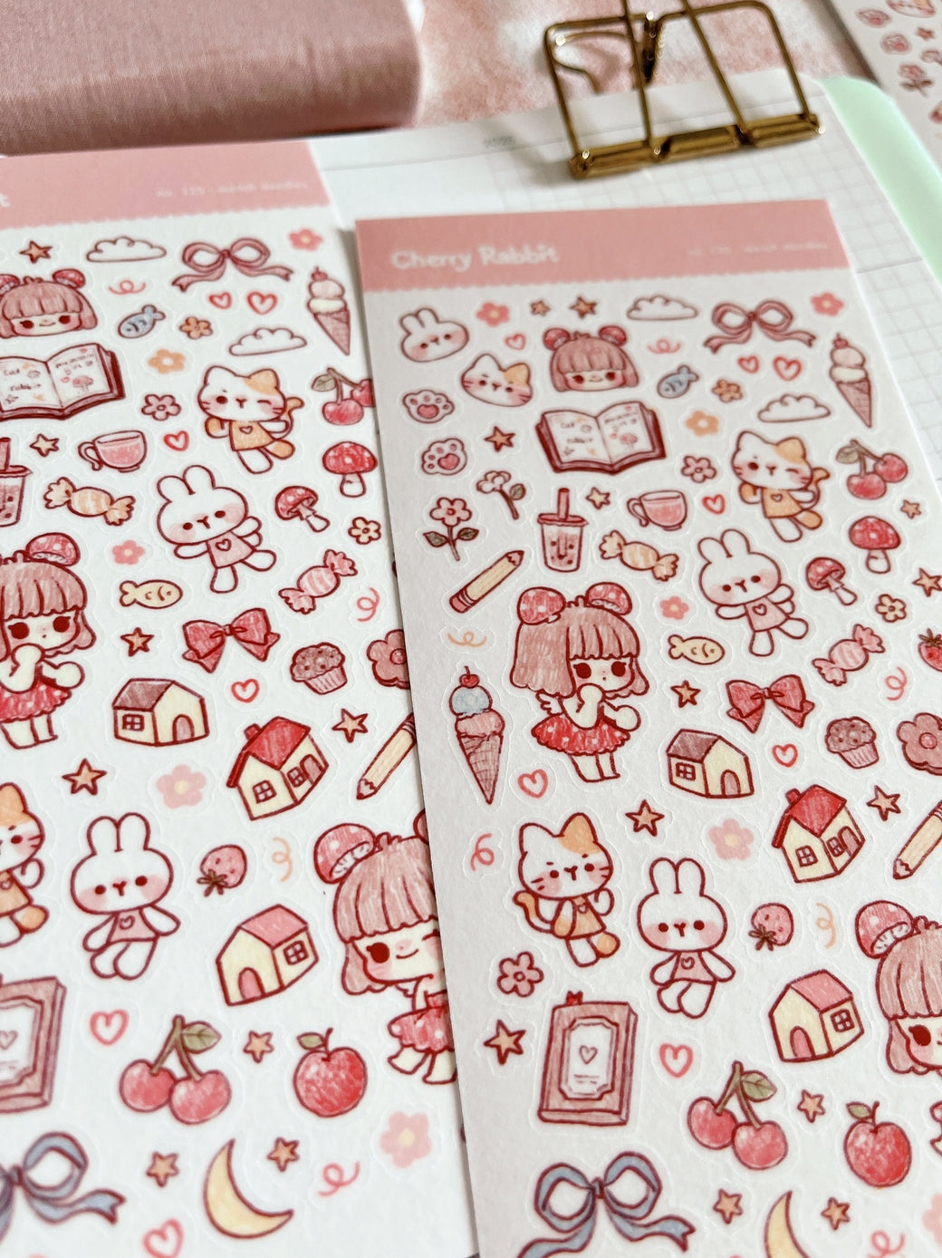 Cherry Rabbit Sketch Doodles Sticker Sheet – Little Craft Place