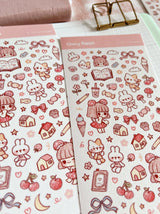 Cherry Rabbit Sketch Doodles Sticker Sheet