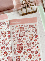 Cherry Rabbit Sketch Doodles Sticker Sheet