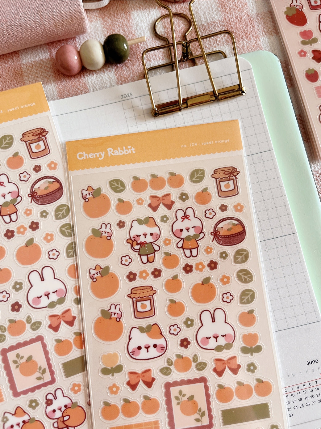Cherry Rabbit Sweet Orange Sticker Sheet