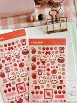 Cherry Rabbit Sweet Strawberry Sticker Sheet