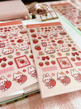 Cherry Rabbit Sweet Strawberry Sticker Sheet