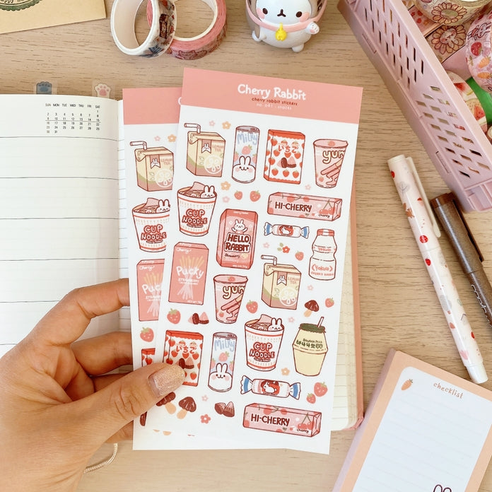 Cherry Rabbit Asian Snacks Sticker Sheet