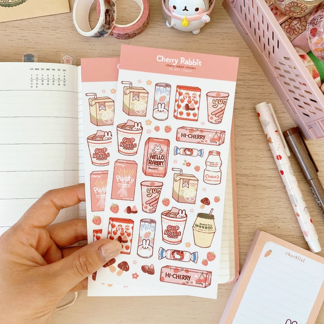 Cherry Rabbit Asian Snacks Sticker Sheet