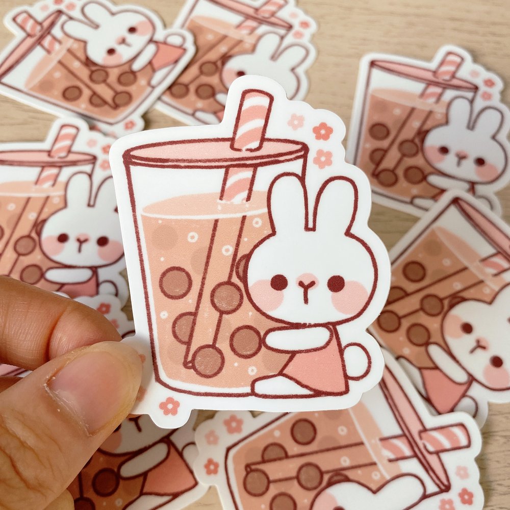 Cherry Rabbit Bubble Tea Rabbit die-cut sticker