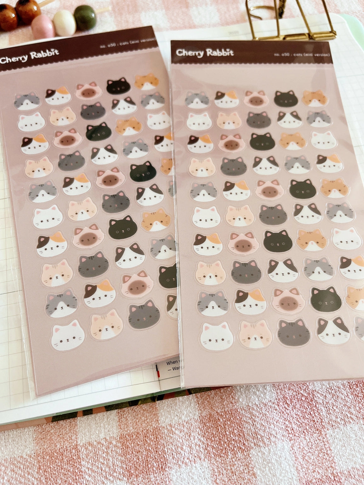 Cherry Rabbit Cat Heads 2 Sticker Sheet