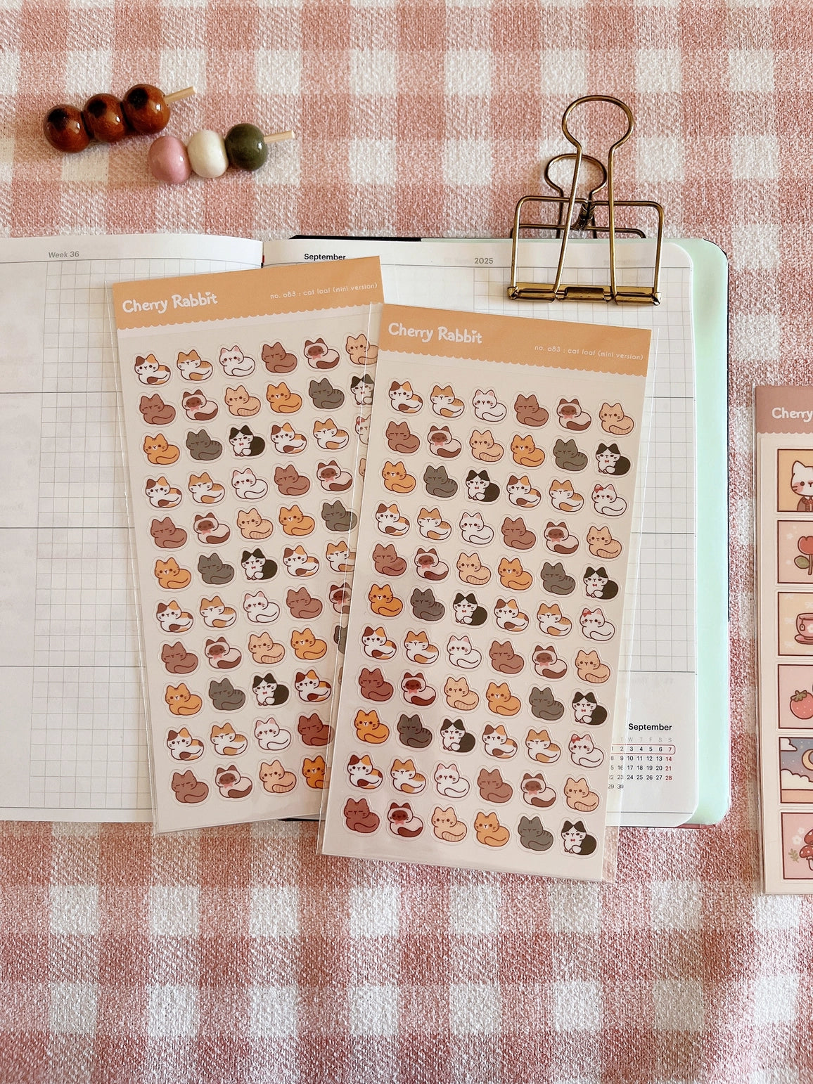 Cherry Rabbit Cat Loafs 2 Sticker Sheet