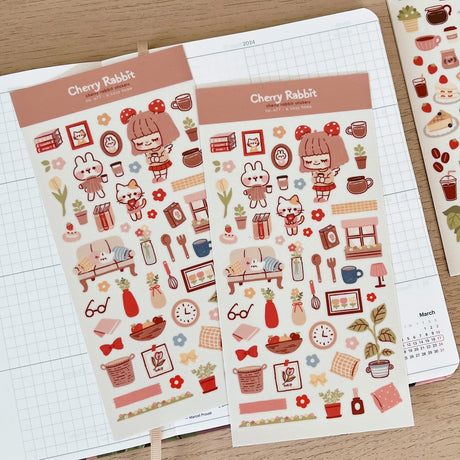 Cherry Rabbit Cozy Home Sticker Sheet