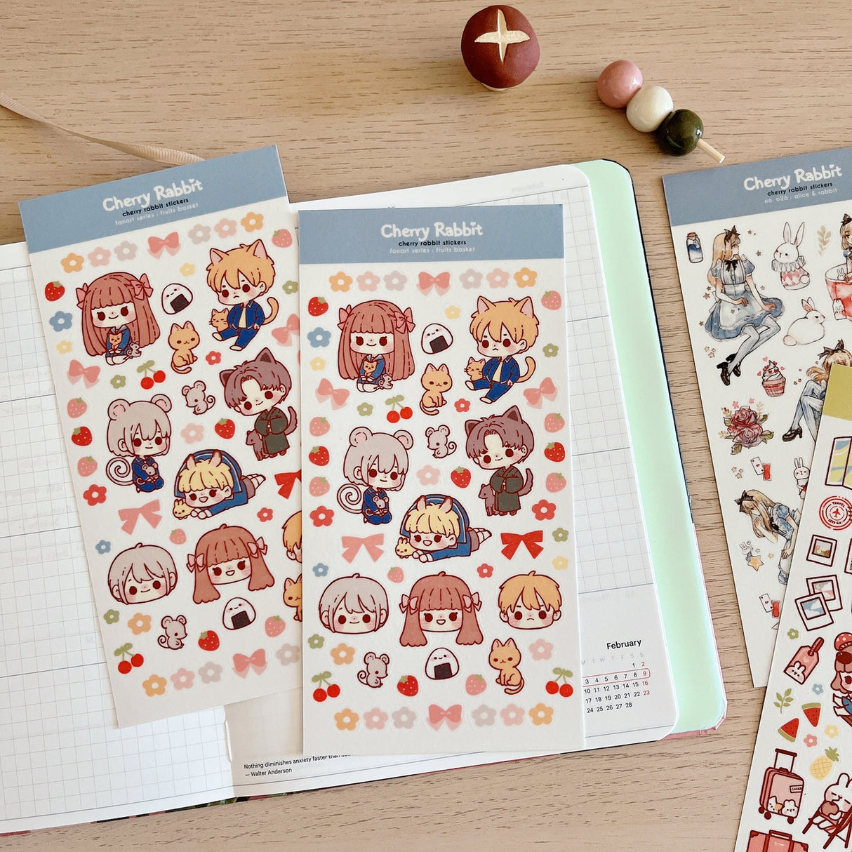 Cherry Rabbit Fruits Basket Sticker Sheet