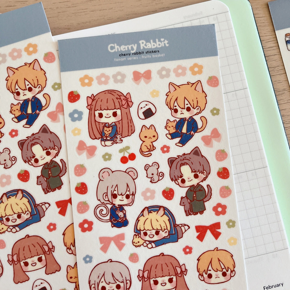 Cherry Rabbit Fruits Basket Sticker Sheet