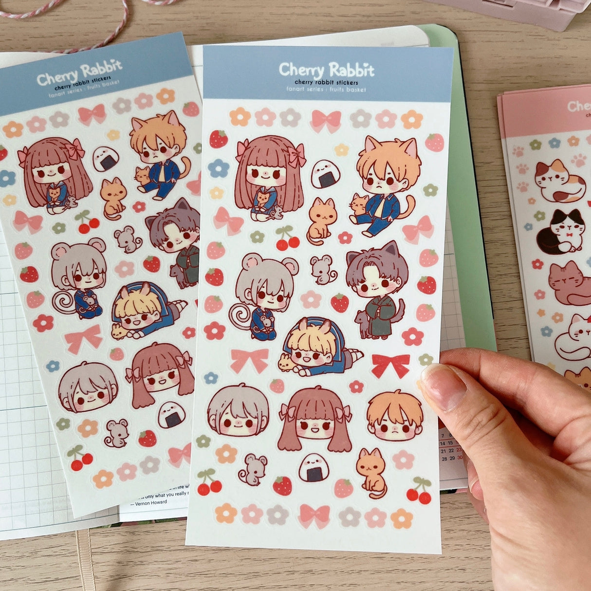 Cherry Rabbit Fruits Basket Sticker Sheet