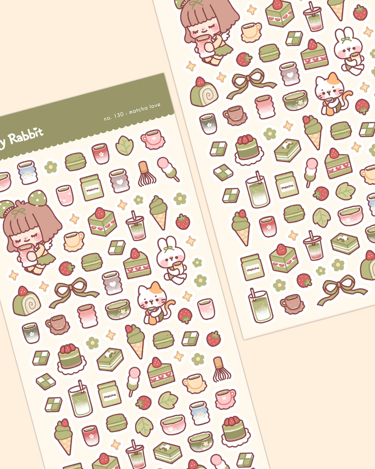 Cherry Rabbit Matcha Love Sticker Sheet